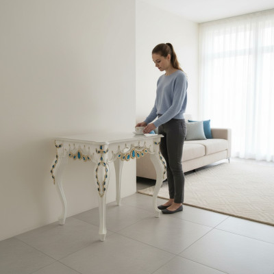 Konsole Barock Beistelltisch Glas Tisch Italienische Möbel Wohnzimmer Tische Neu