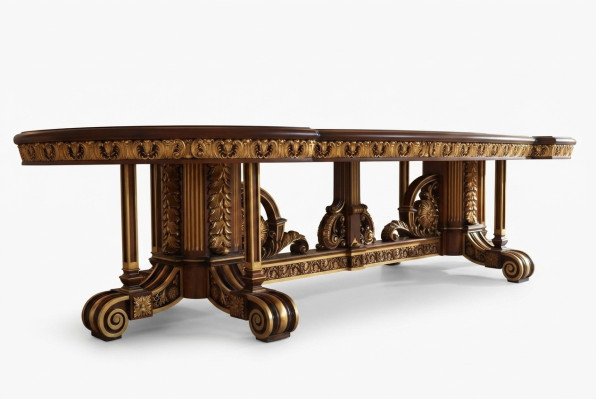 Esstisch Esszimmer Blatt Gold Wohnzimmer Holz Klassischer Tisch Italien Möbel