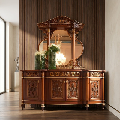 Kommode Anrichte Spiegel Set Echtes Holz Italienische Möbel Antik Stil Kommoden
