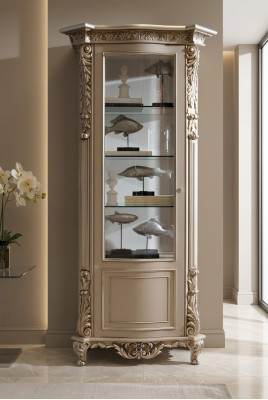 Möbel Massive Holz Vitrinen Glas Schrank Anrichte Echtholz Vitrine Wohnzimmer