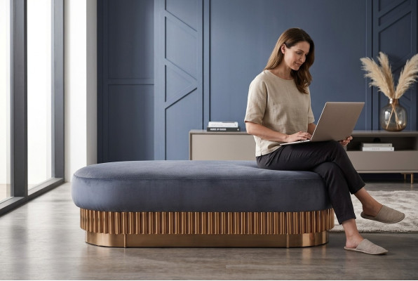 Sedačka Polštář Banka Polštář Sedačka Taburetka Banka Látka Dřevo Styl Designérský Podnožka