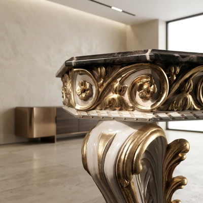 Designer Couchtisch mit Marmorplatte im klassischen Stil