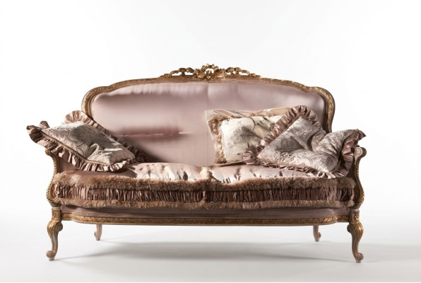 Sofa 2 Sitzer Couch Holz Polsterung Möbel Couchen Italienische Einrichtung Neu