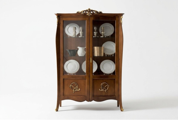 Vitrine Glas Schrank Kommode Schränke Italien Möbel Holz Stil Barock Vitrinen