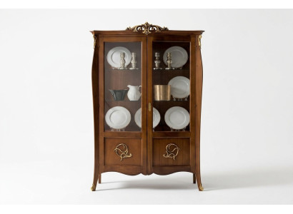 Vitrine Glas Schrank Kommode Schränke Italien Möbel Holz Stil Barock Vitrinen