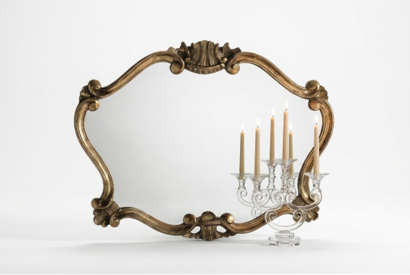 Italienische Klassischer Designer Spiegel Wandspiegel mit Bronzeblättern Barock