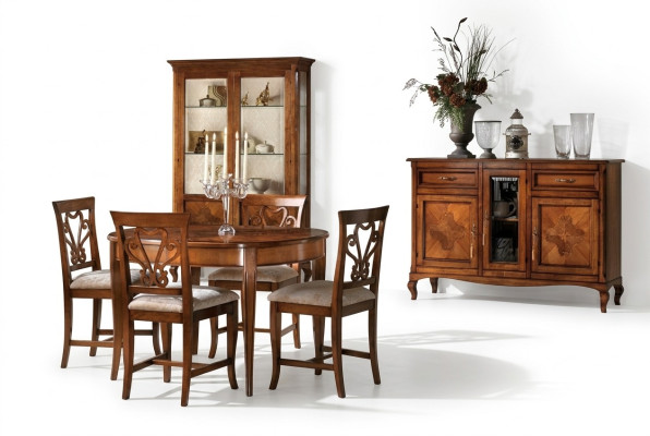 Esszimmer Set Garnitur Stühle 4x Vitrine Gruppe Essgruppe Vitrinen 7tlg. Kommode