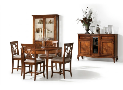 Esszimmer Set Garnitur Stühle 4x Vitrine Gruppe Essgruppe Vitrinen 7tlg. Kommode