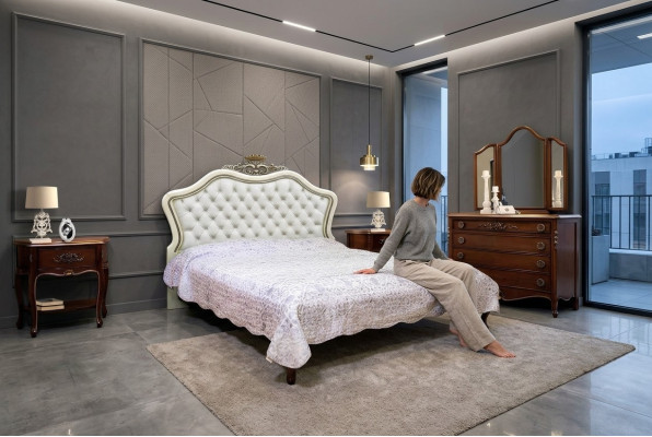 Doppelbett Betten Schlafzimmer Möbel Massivholz Vaccari cav giovanni Bett Neu