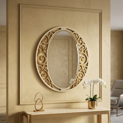 Klassischer ovaler Wandspiegel Gold Italienische Möbel Klassischer Spiegel Neu