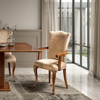 Stuhl 1 Sitzer Esszimmer Holz Sessel Italien Möbel Design Klassische Lehnstühle