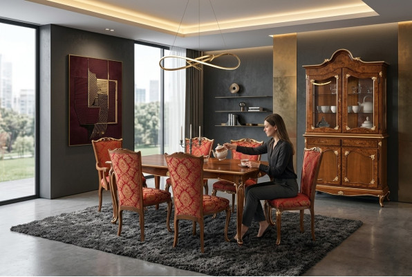 Italienisches Esszimmer Tisch + 6x Lehnstühle Stuhl Essgruppe Essgarnitur 7tlg.