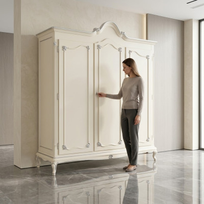 Šatní skříň Dřevo Skříň Ložnice Nábytek Design Skříně Bílý Itálie Nový