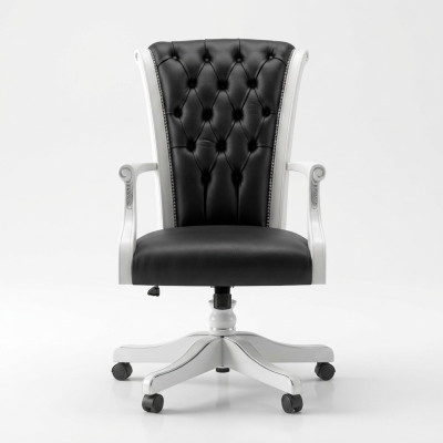 Bürostuhl Holz Chefsessel Chesterfield italienische Möbel Drehstuhl Sessel Stuhl