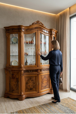 xxl Vitrinen Glas Schrank Echtholz Vitrine Anrichte Italienische Möbel Schränke