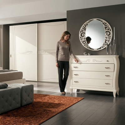 Sideboard Kommode mit Spiegel Sideboards Holz Kommoden Möbel 2tlg Weiß Italien