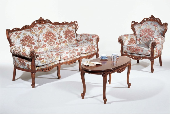 Italienische Sofagarnitur Klassische Sofa Couch Set Couchtisch 3tlg. Garnitur