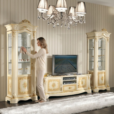Wohnzimmer 2x Vitrine Wohnwand Schränke Design tv Vitrinen Set 3tlg Schrank Neu