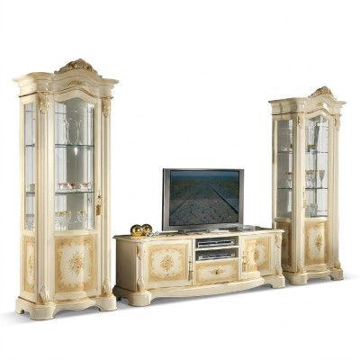 Wohnzimmer 2x Vitrine Wohnwand Schränke Design tv Vitrinen Set 3tlg Schrank Neu