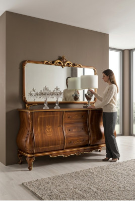 Sideboard mit Spiegel Anrichte Sideboards Holz Schrank Möbel Kommoden Braun Neu
