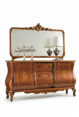 Sideboard mit Spiegel Anrichte Sideboards Holz Schrank Möbel Kommoden Braun Neu
