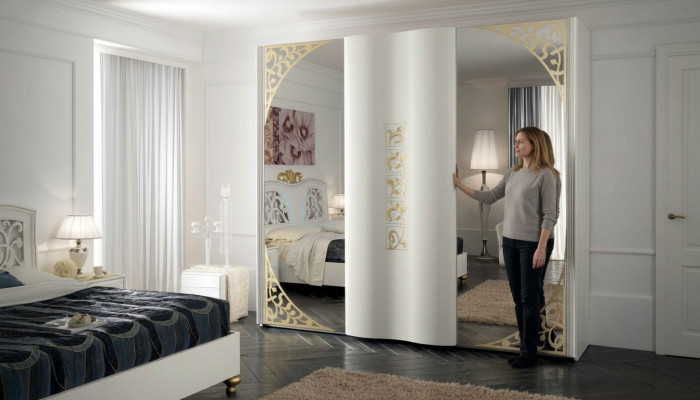 Šatní skříň Ložnice Dřevo Šatník Styl Dřevěné Skříně Moderní Zrcadlo XXL