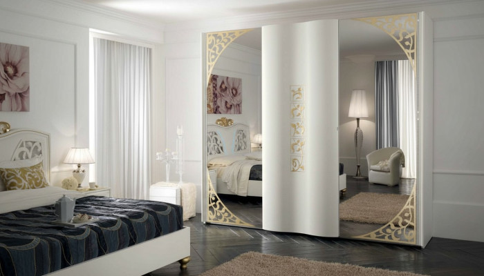 Šatní skříň Ložnice Dřevo Šatník Styl Dřevěné Skříně Moderní Zrcadlo XXL