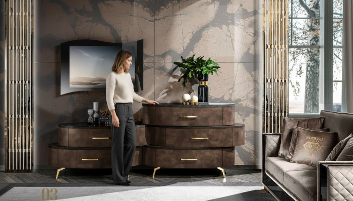 Lowboard RTV TV skříň stůl obývací komoda Sideboard dřevo moderní nábytek