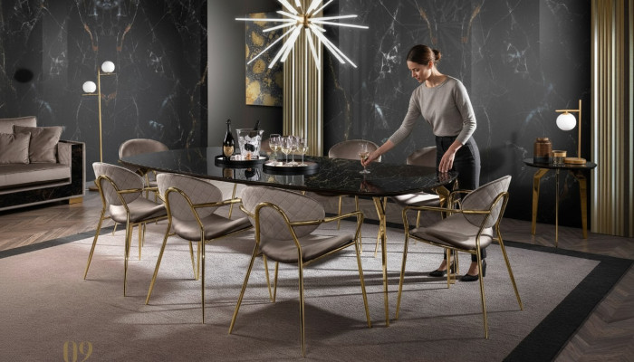 Luxusní jídelní stůl Moderní jídelna Kuchyňský jídelní stůl Designový stůl Sklo 250 cm XXL