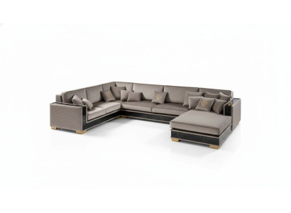 Ecksofa U-Form Sofa Couch Design Polster Textil Sofas Sitz Möbel Wohnlandschaft