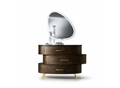 Kommode mit Spiegel Kommoden Schlafzimmer Schrank Holz Modern Design Braun Set
