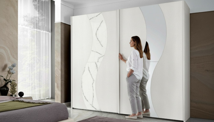 Kleiderschrank mit Schwebetüren Schlafzimmer Schrank Schränke Holz Design Modern