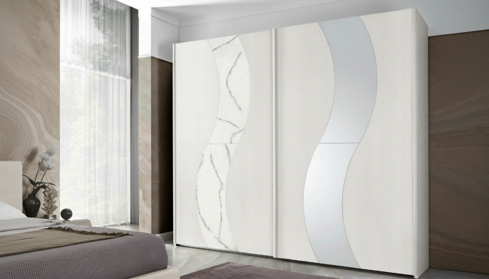 Kleiderschrank mit Schwebetüren Schlafzimmer Schrank Schränke Holz Design Modern
