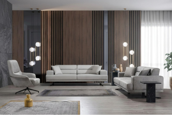 Sofagarnitur 3+1+1 Sitzer Garnitur Sofa Sessel Sofas Leder Polster Design Sitz