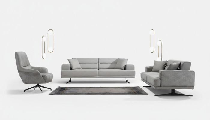 Sofagarnitur 3+1+1 Sitzer Garnitur Sofa Sessel Sofas Leder Polster Design Sitz