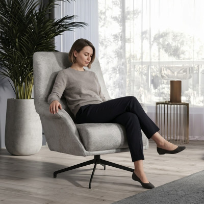 Sessel Design Couch Sofa Relax Leder Lounge Club Sitzer Luxus Sitz Grau Modern
