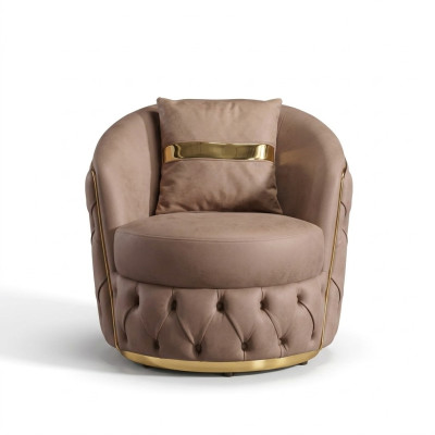 Ein luxuriöser, moderner Sessel in einem hellen Beigeton von Chesterfield