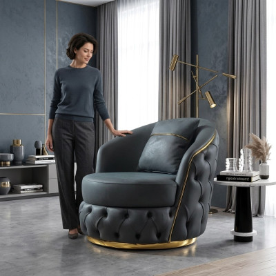 Sessel Chesterfield Sitz Barock Rokoko Design Modern Wohnzimmer Polster Thron