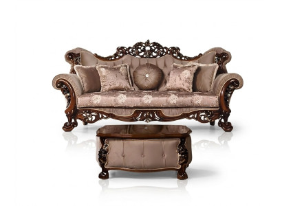 Sofa 3 sitzer Klasická třísedadlová pohovka látkový textilní design barokní rokoko nový.