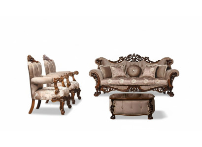 Sofagarnitur 3+1+1 Sitzer Garnitur Sessel Sofas Sitz Stoff Luxus Barock Möbel