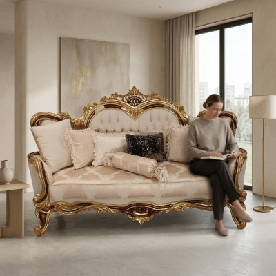 Sofa 3 Sitzer Dreisitzer Sofa Sofas Klassische Möbel Sitz Stoff Stil Barock