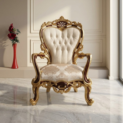 Ohrensessel Křeslo Luxus Design Pohovka Pohovka Chesterfield Textil Zlato Nový.