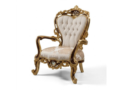 Ohrensessel Křeslo Luxus Design Pohovka Pohovka Chesterfield Textil Zlato Nový.