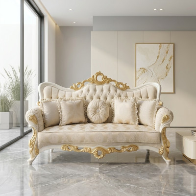 Dreisitzer Sofa 3 Sitzer Barock Rokoko Sofa Sofas Couch Stoff Stil Barock Sitz