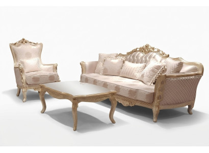 Klassischer Dreisitzer Sofa 3 Sitz Sofas Couch Stoff Stil Barock Möbel Rokoko