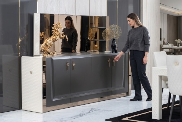 Möbel Gruppe Neu Set 2tlg. Kommode Spiegel Kommoden Schrank Luxus Regal Konsole