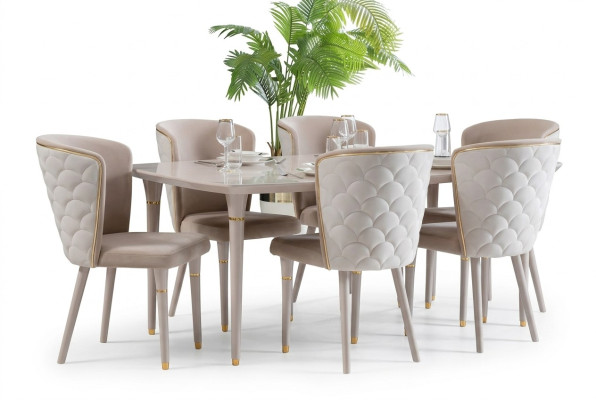 Esszimmergruppe Tisch 6x Stühle Sitzgruppe Esszimmergarnitur Tisch Set 7tlg. Neu