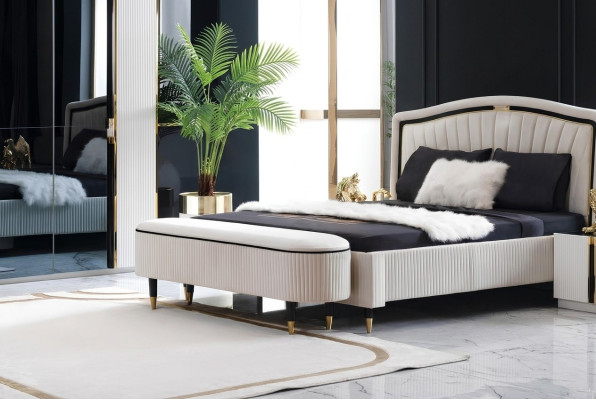 Hocker Polster Sitz Design Textil Relax Luxus Fußhocker Sofa Sitzbank Stoff