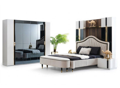 Set 3tlg. Schlafzimmer Garnitur Bett 2x Nachttisch Stil Italienische Möbel Neu