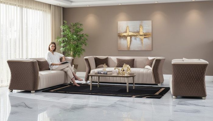 Couchgarnitur Dreisitzer Couchen Sofa Luxus 3+3 Sitz Sofagarnitur Couch Polster